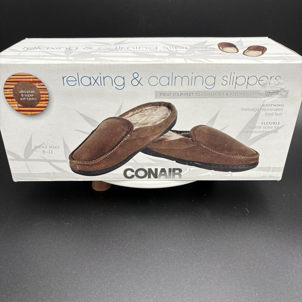 NWB Conair Massaging Brown Nobuck Suede Slipper Slip On Size 8-11 Low Heel